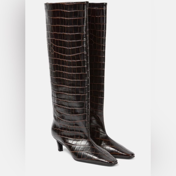 Toteme Shoes - Toteme brand new brown croc “wide shaft” heeled boots size 38